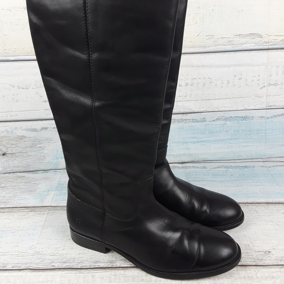 Frye 4015  Women's Tall Riding BlackLeather Boots - Picture 2 of 8